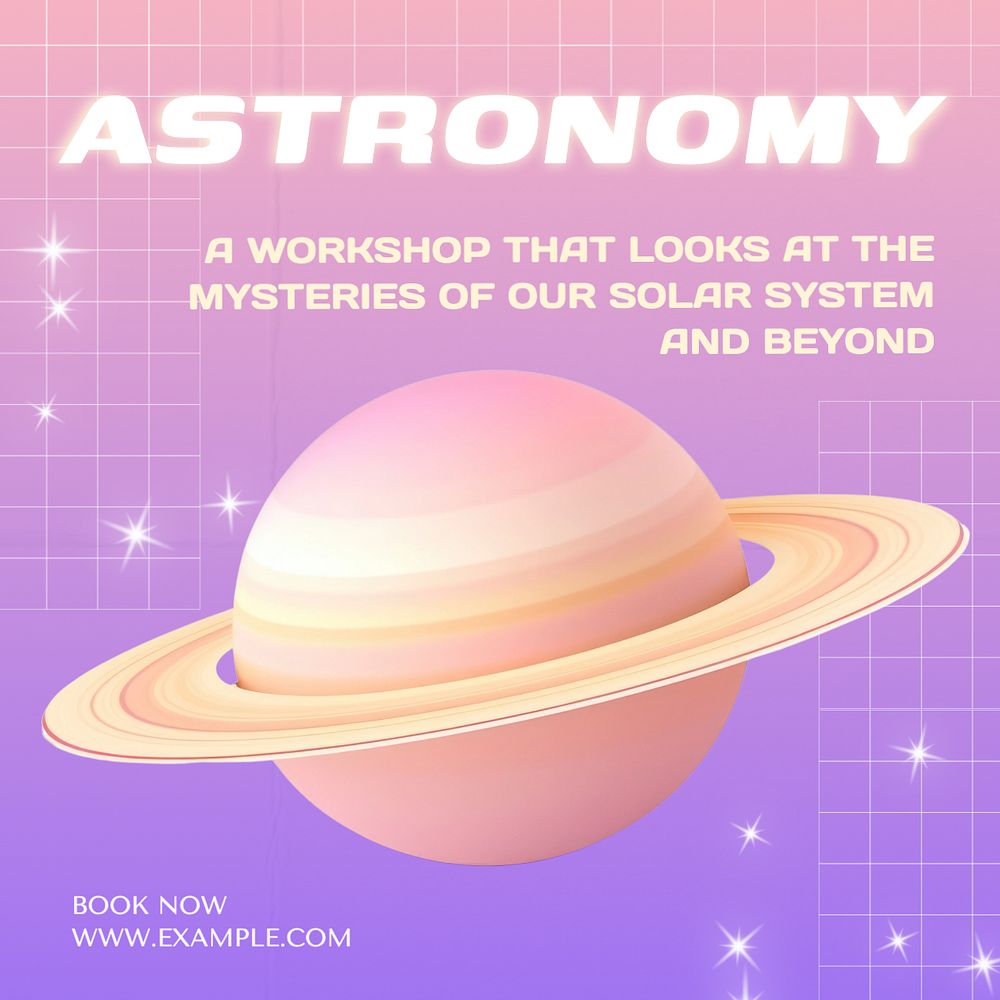 Astronomy workshop Instagram post template, editable text