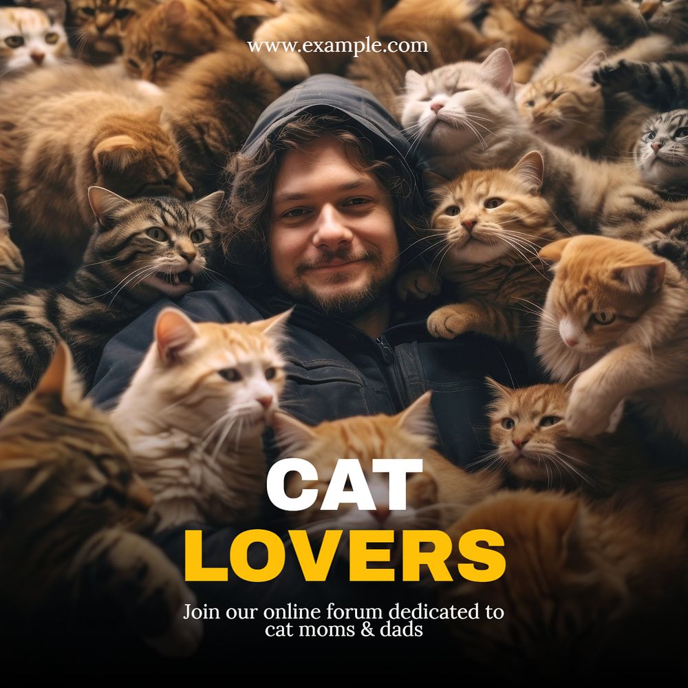 Cat lover Instagram post template, editable text