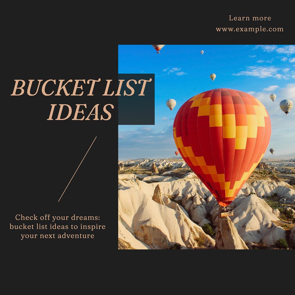 Bucket list ideas Instagram post template, editable text