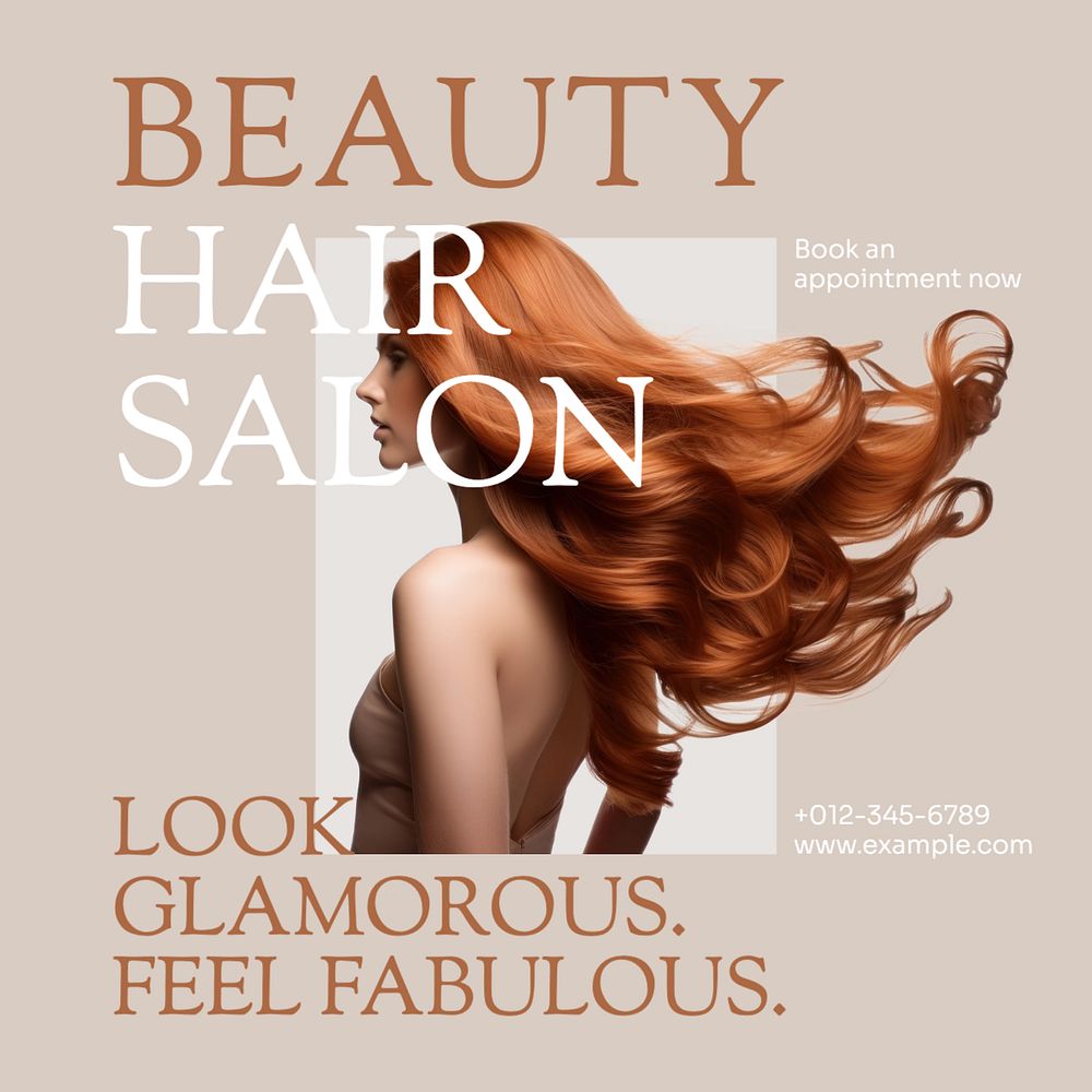 Hair salon Instagram post template, editable text