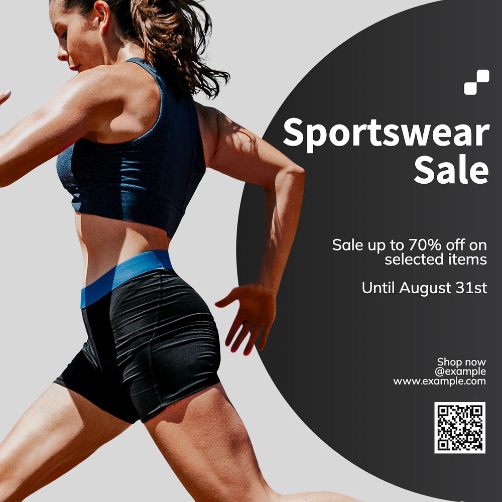 Sportswear sale Instagram post template, editable text