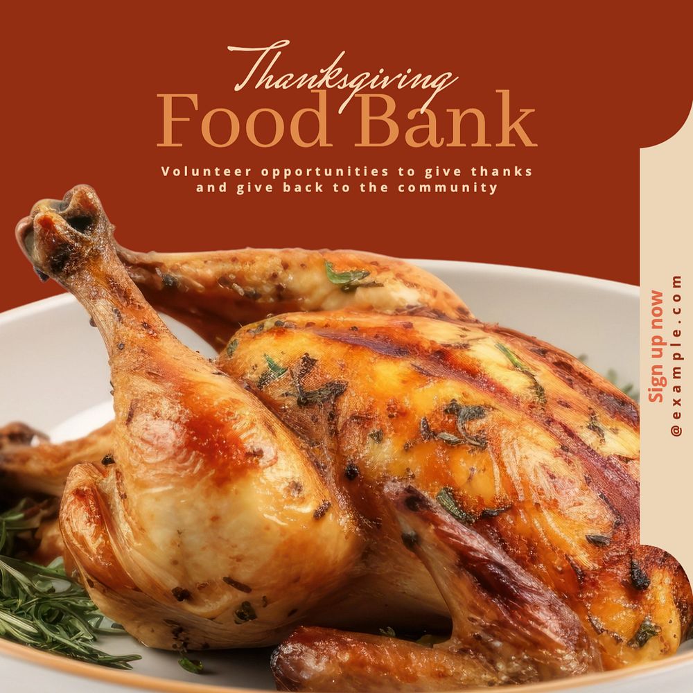 Thanksgiving Food Bank Instagram post template, editable text