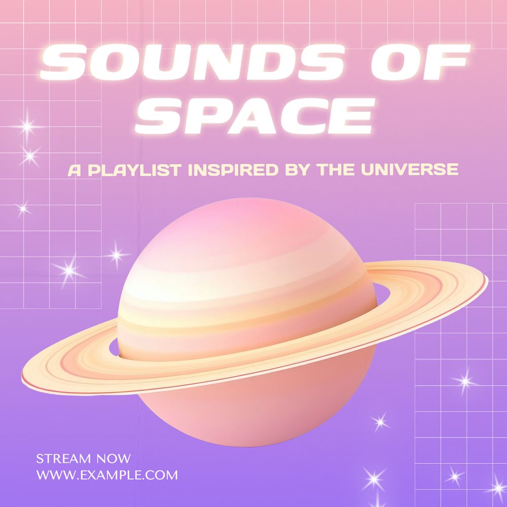 Space playlist Instagram post template, editable text