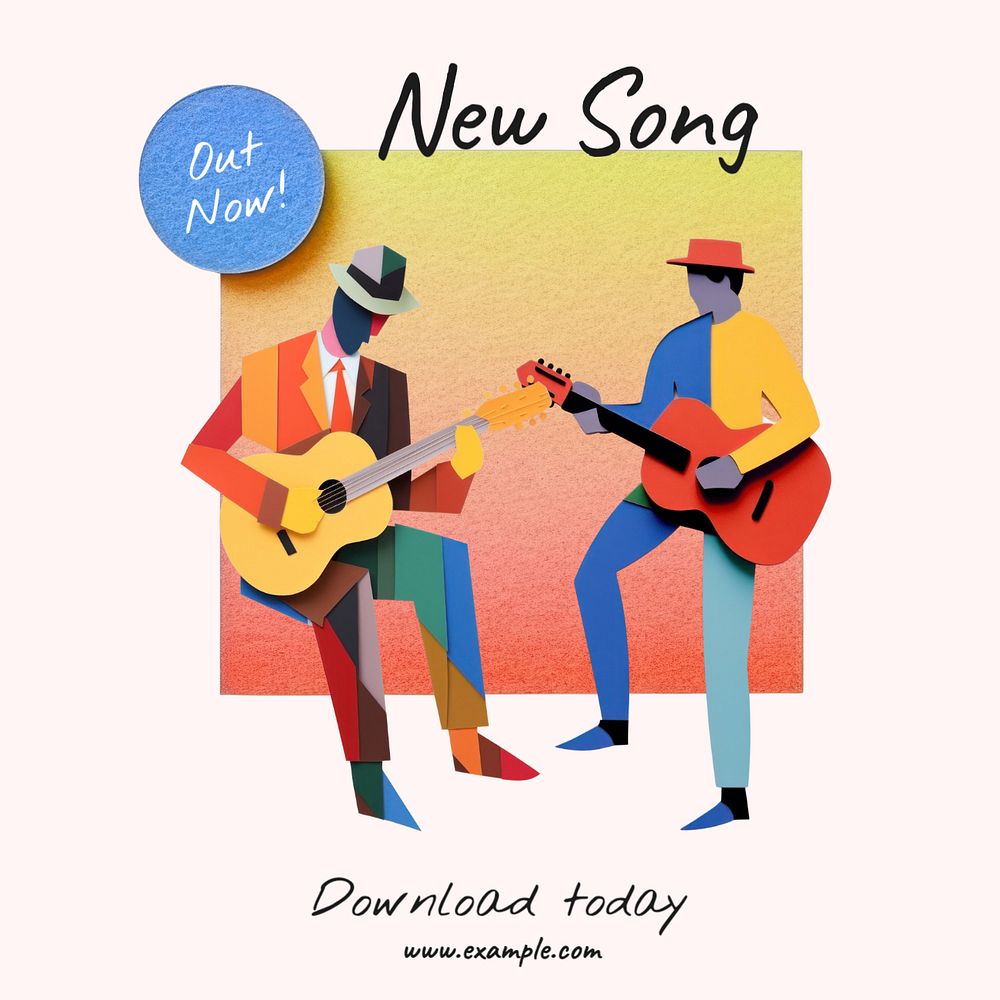 New song Instagram post template, editable text