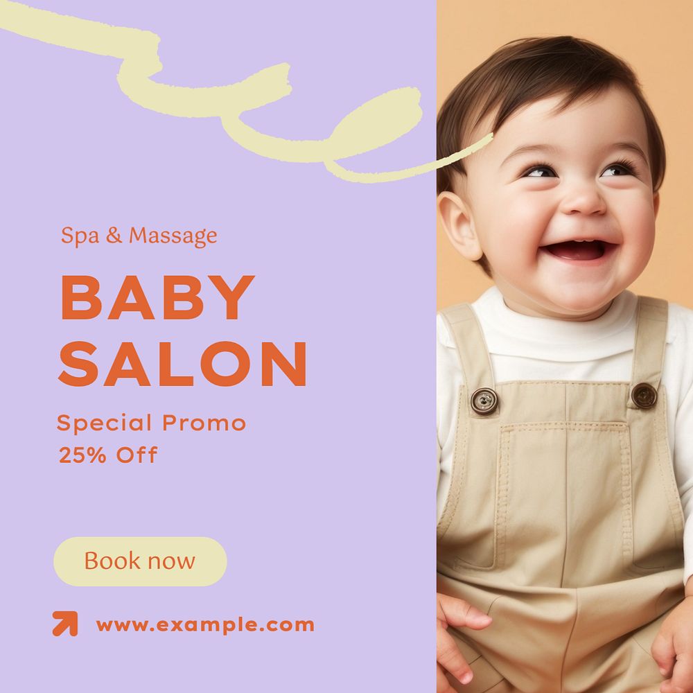 Baby salon Instagram post template, editable text