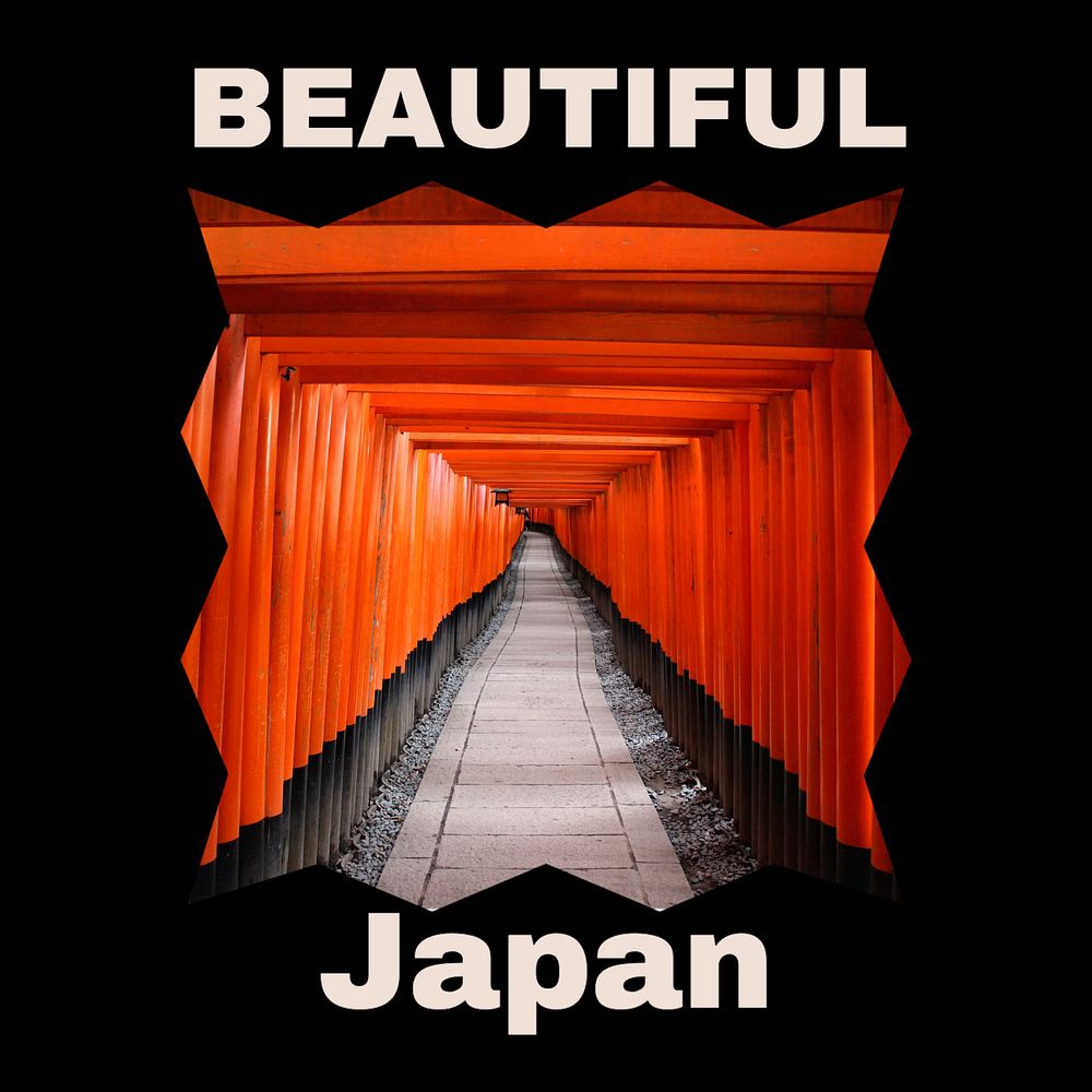 Beautiful Japan Instagram post template, editable text