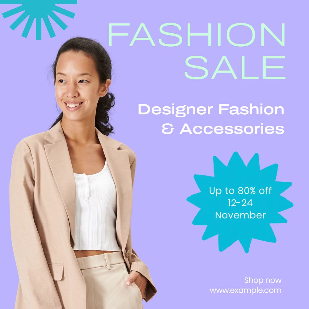 Fashion sale Instagram post template, editable text