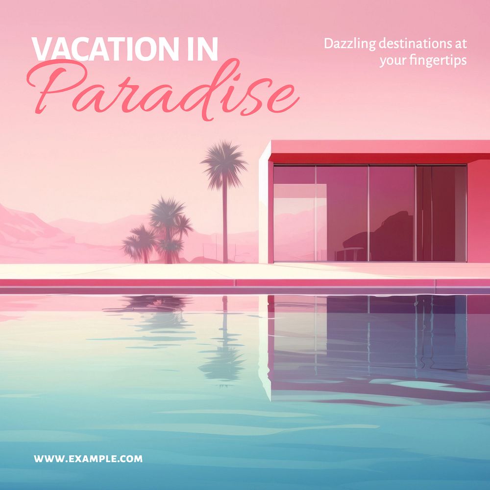 Vacation in paradise Instagram post template, editable text