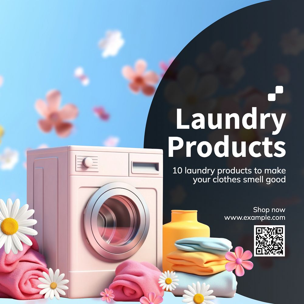 Laundry products Instagram post template, editable text