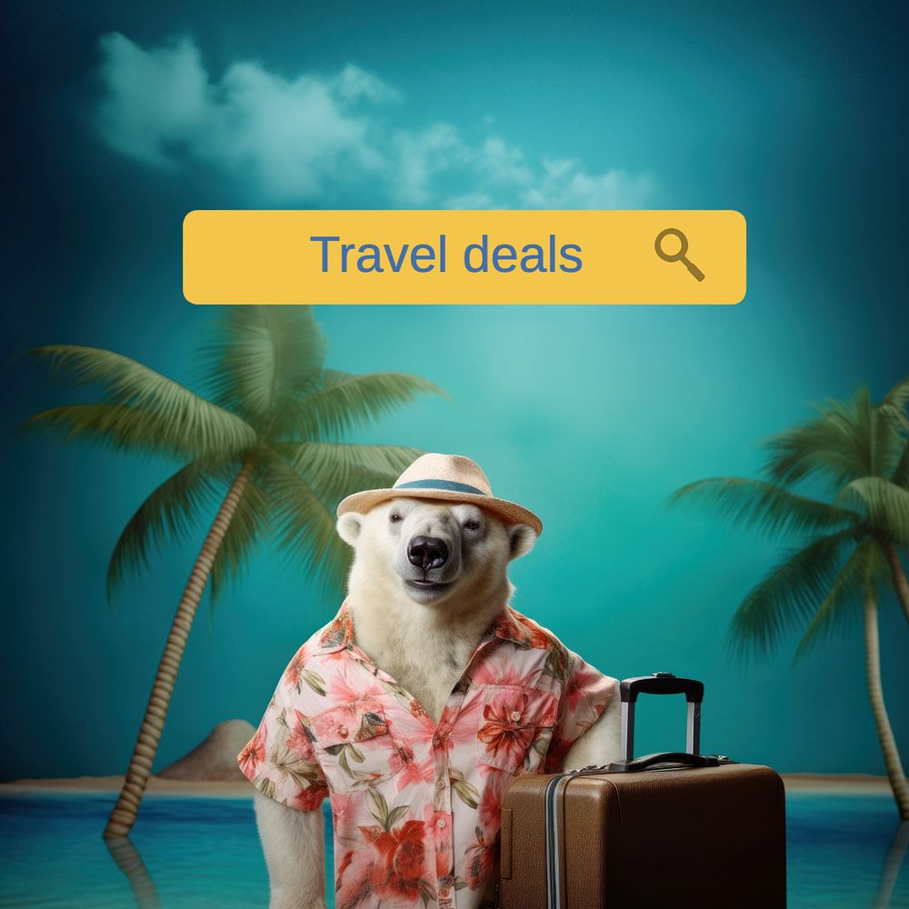 Travel deals Instagram post template, editable text