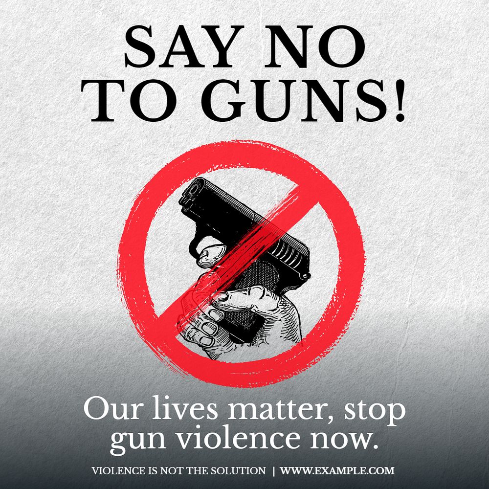 No to guns Instagram post template, editable text