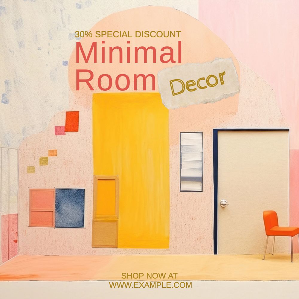 Minimal room decor Instagram post template, editable text