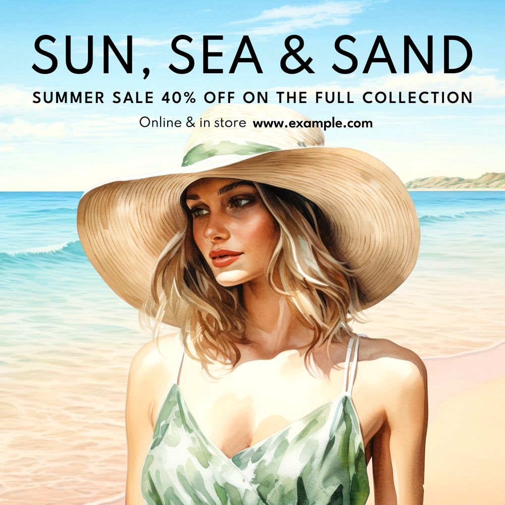 Summer sale Instagram post template, editable text