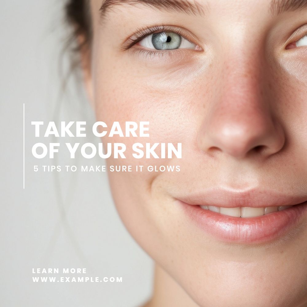 Skincare Instagram post template, editable text