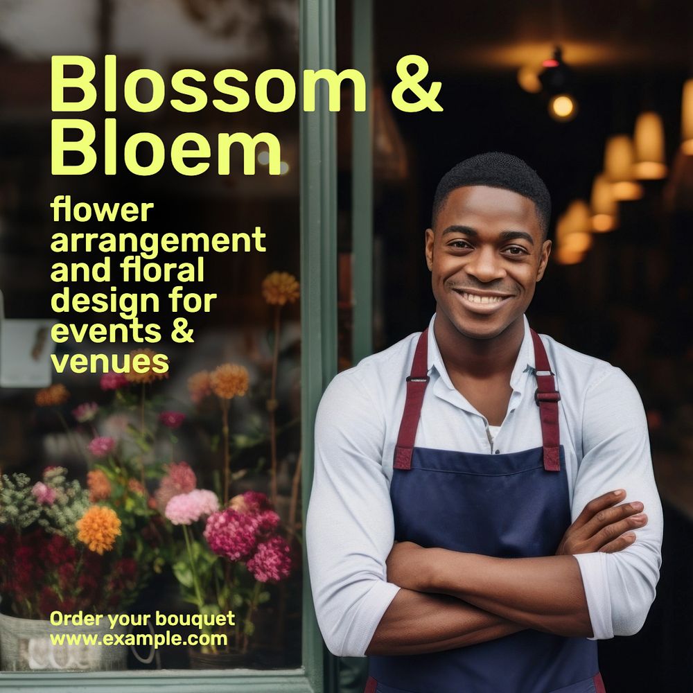 Blossom florist Instagram post template, editable text