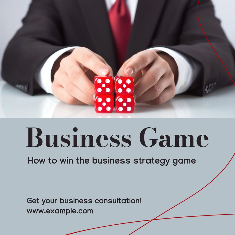 Business game Instagram post template, editable text