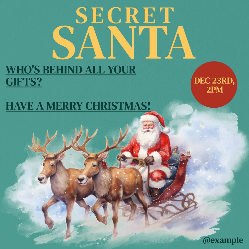 Secret santa Instagram post template, editable text