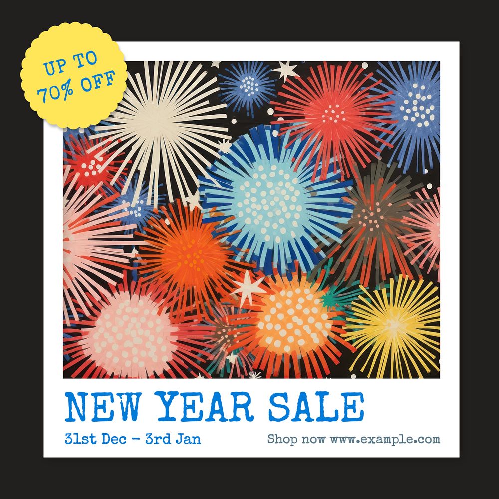 New Year sale Instagram post template, editable text