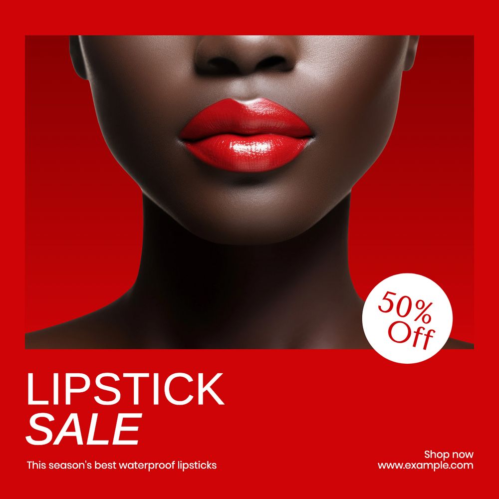 Lipstick sale Instagram post template, editable text