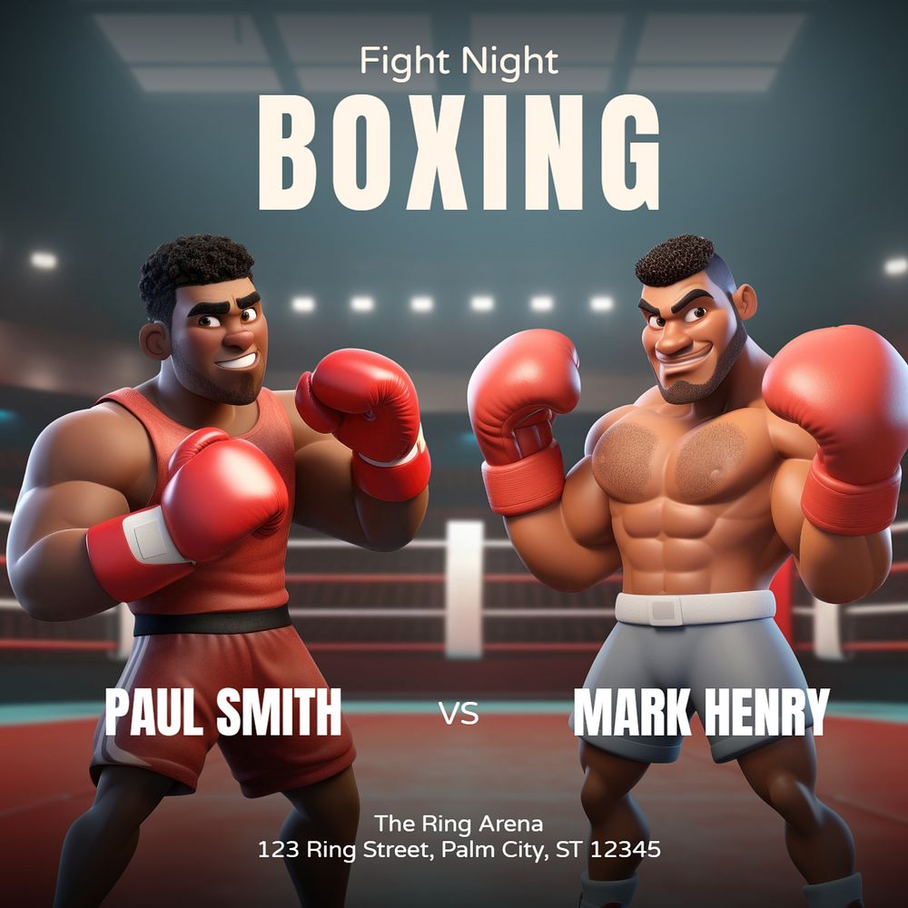 Boxing night Instagram post template, editable text