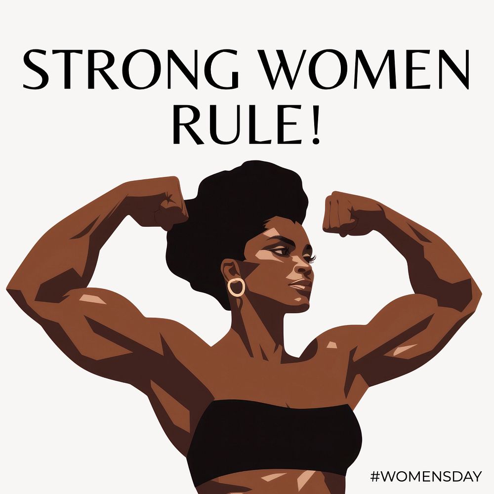 Strong women rules Instagram post template, editable text