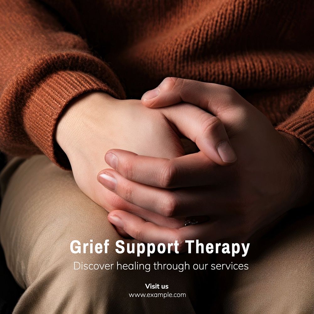 Grief support Instagram post template, editable text