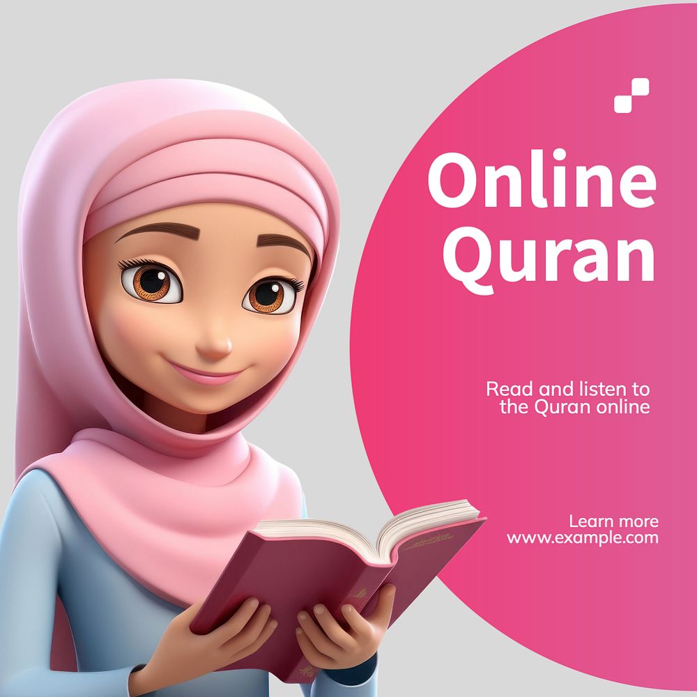 Online quran Instagram post template, editable text