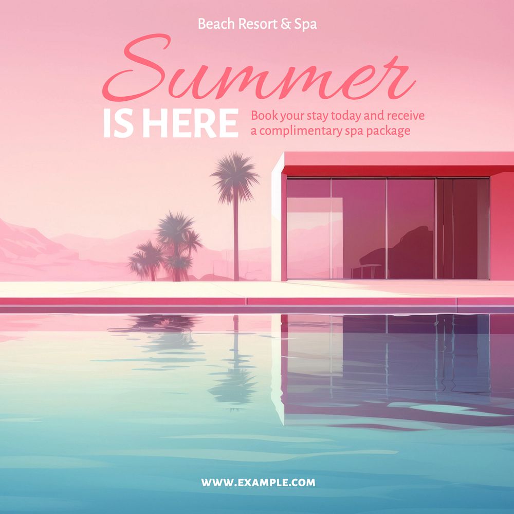 Summer travel Instagram post template, editable text