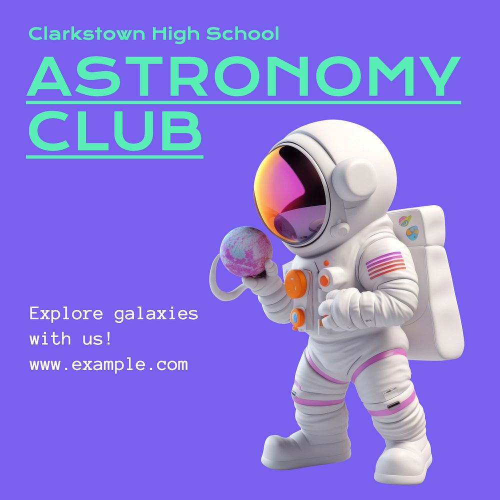 Astronomy club Instagram post template, editable text