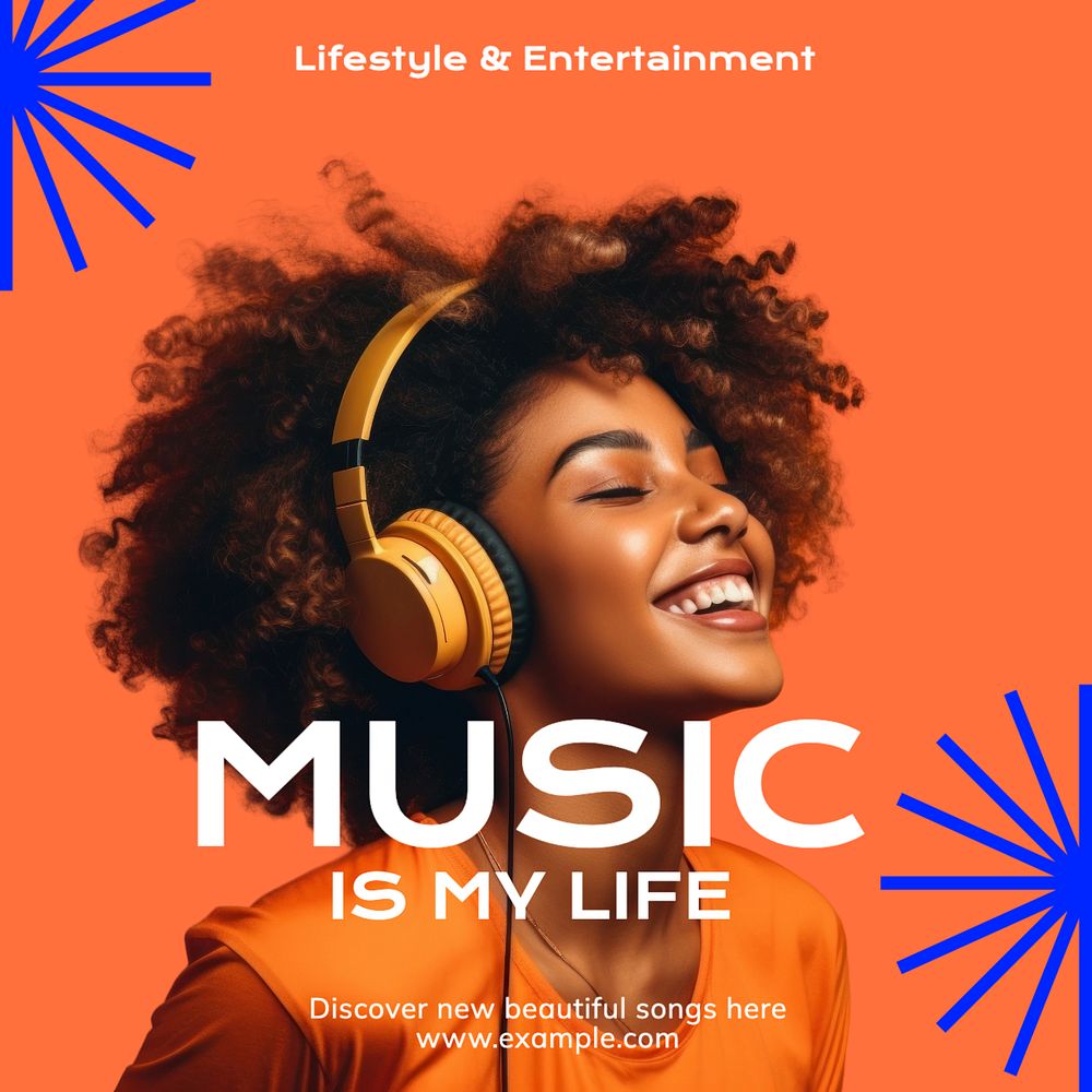 Music & songs Instagram post template, editable text