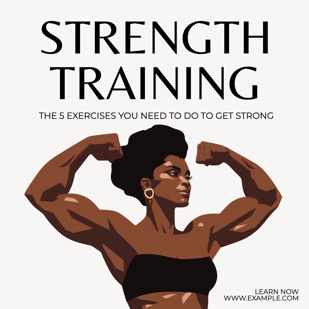 Strength training Instagram post template, editable text