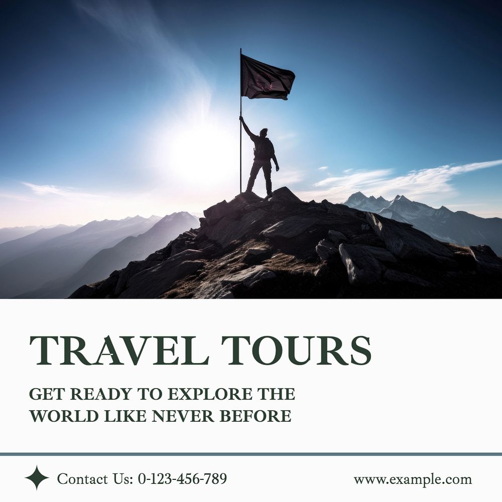 Travel tours Instagram post template, editable text