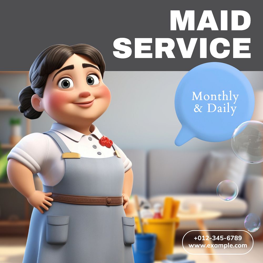 Maid service Instagram post template, editable text