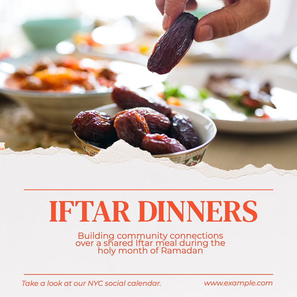 Iftar dinners Instagram post template, editable text