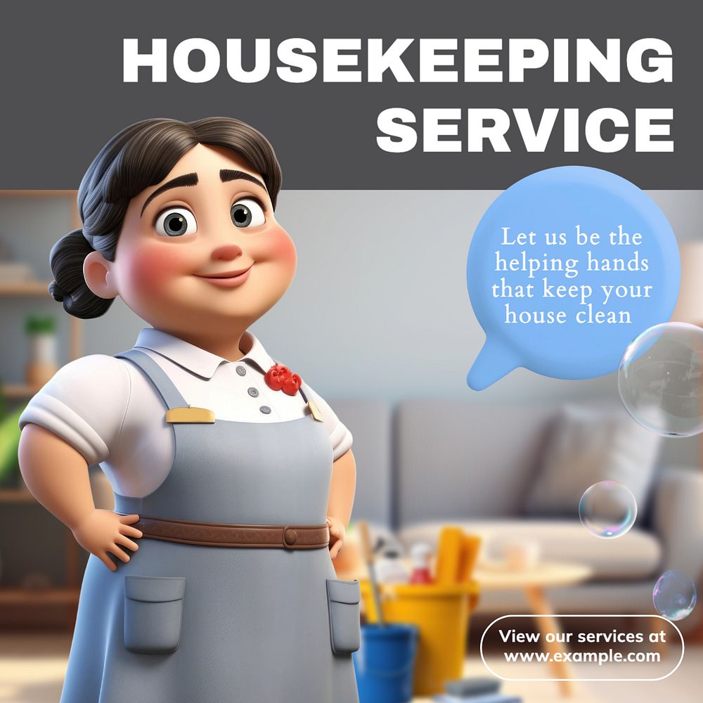 Housekeeping service Instagram post template, editable text