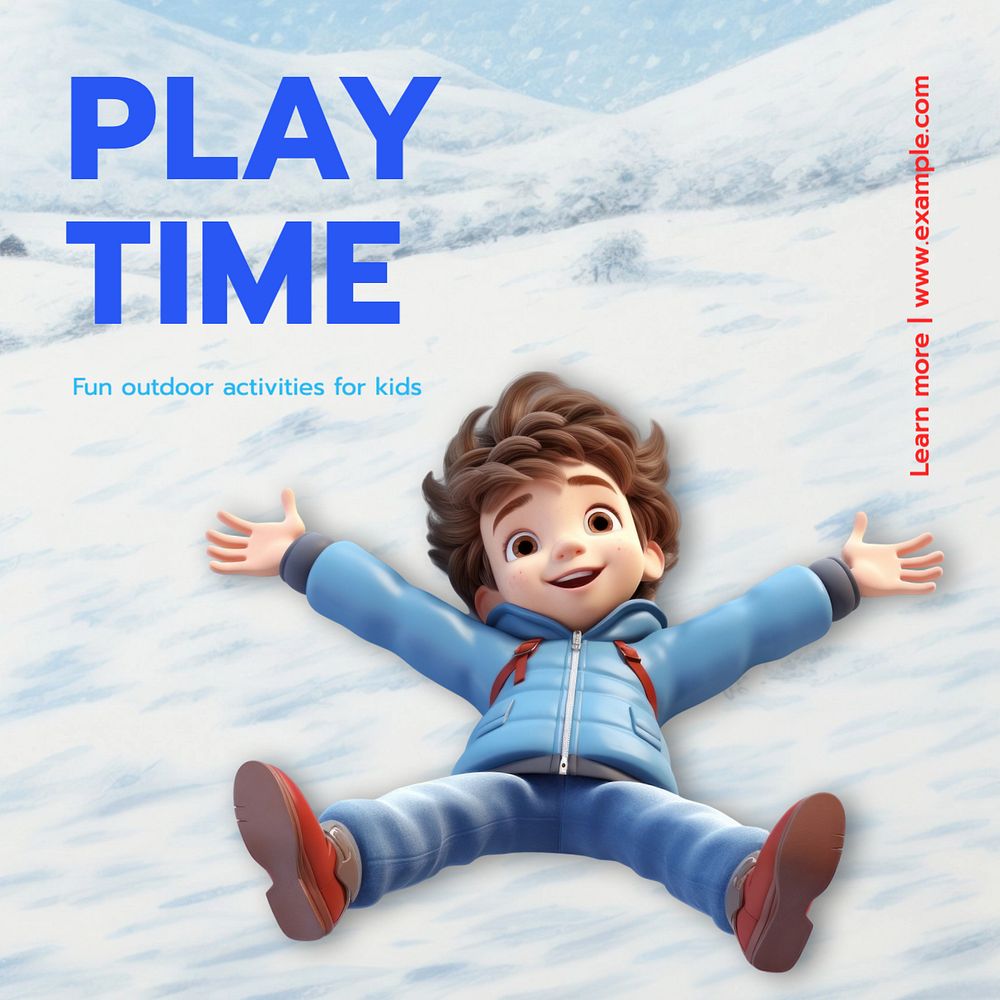 Play time Instagram post template, editable text