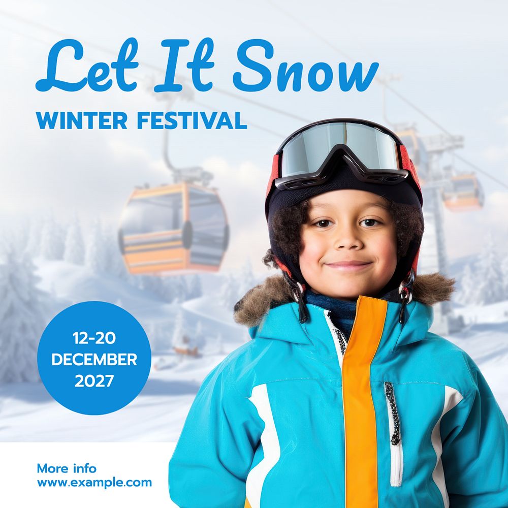 Winter snow festival Instagram post template, editable text