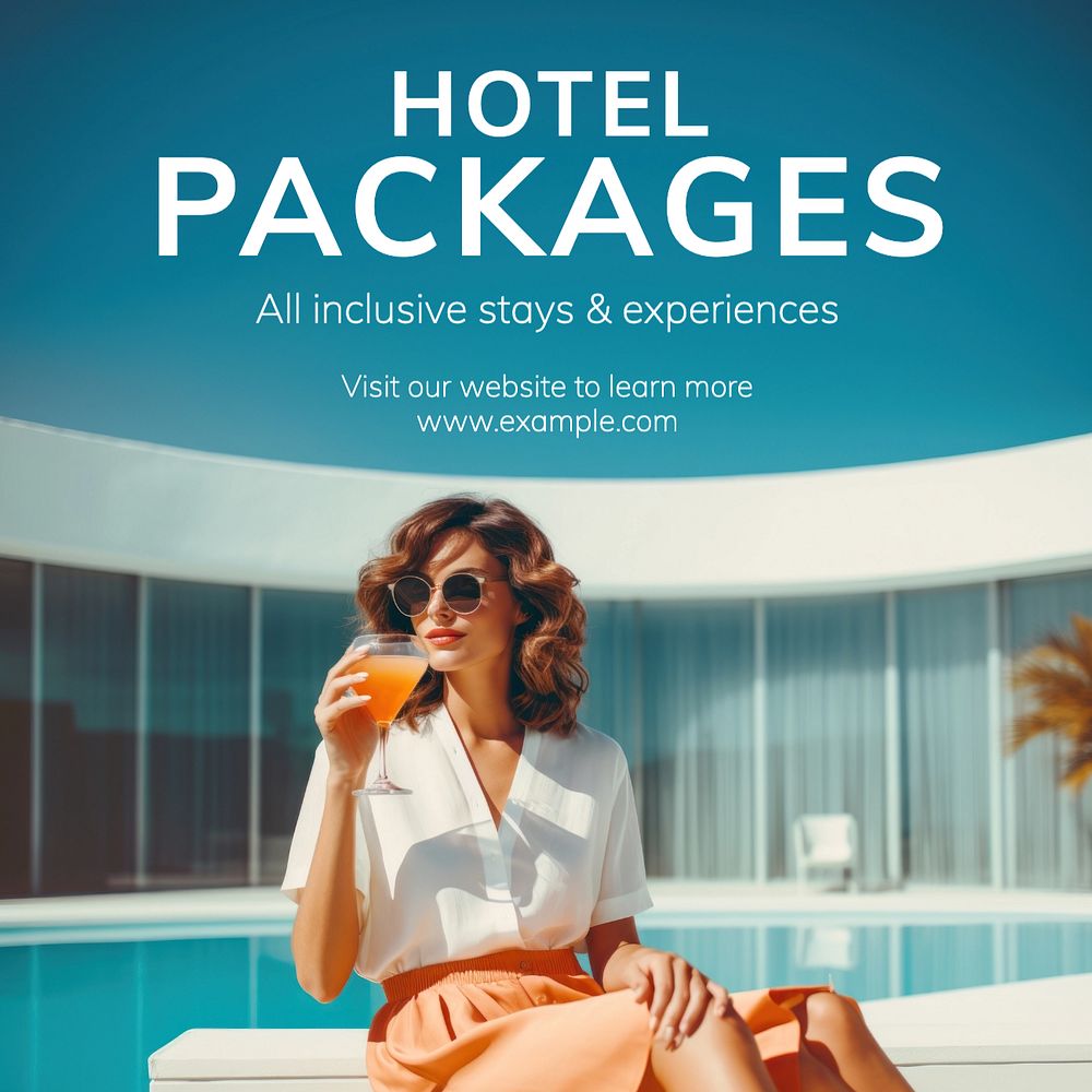 Hotel packages Instagram post template, editable text