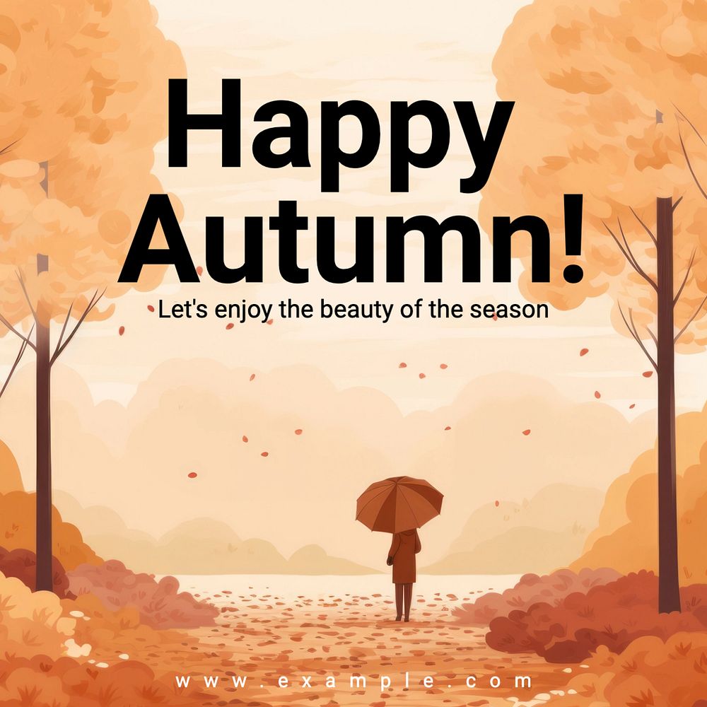 Happy autumn Instagram post template, editable text