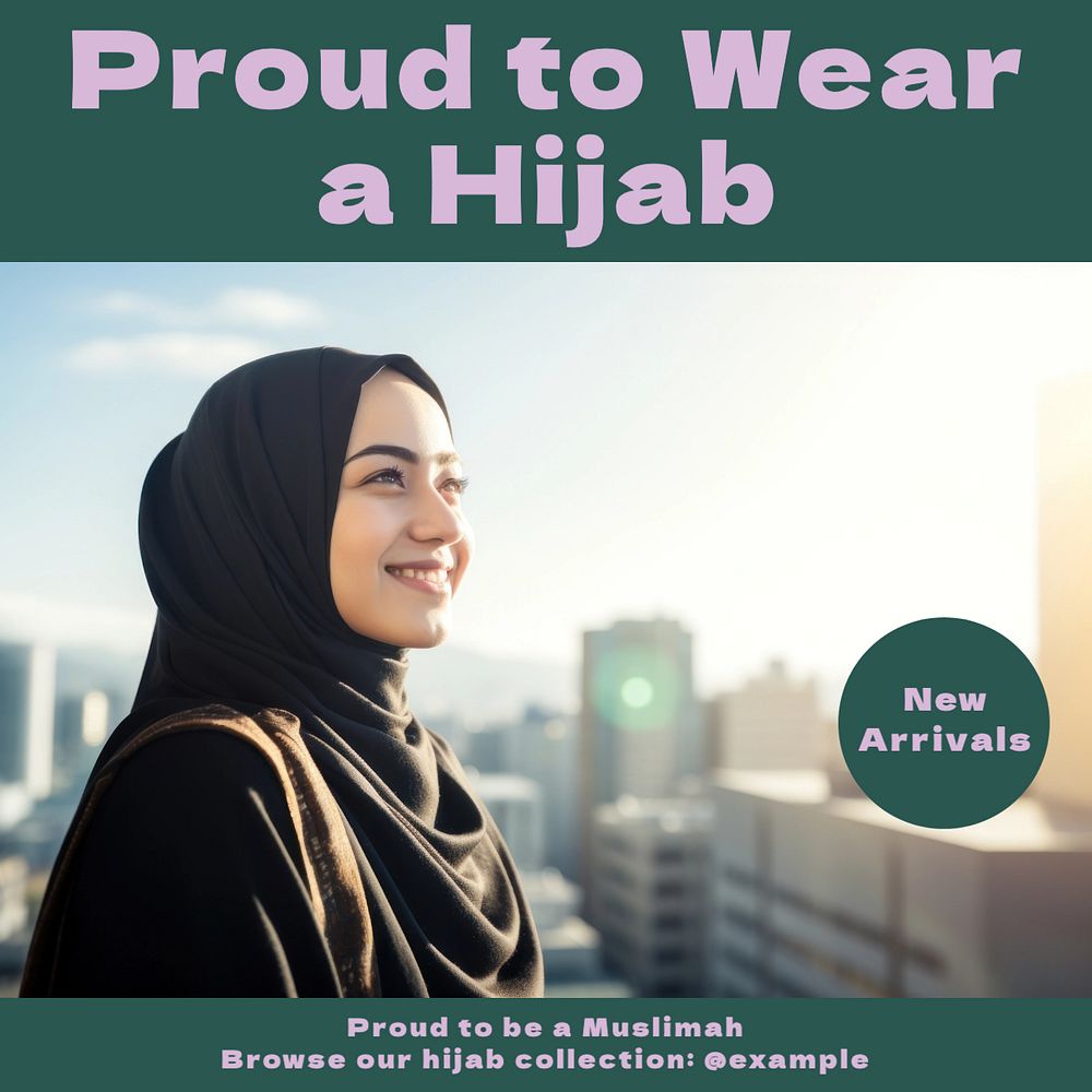 Hijab Instagram post template, editable text