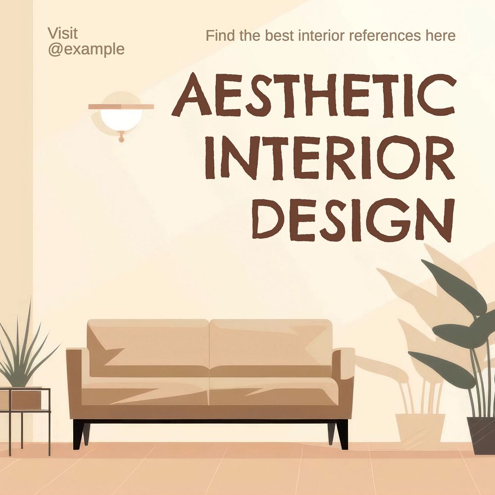 Aesthetic interior design Instagram post template, editable text