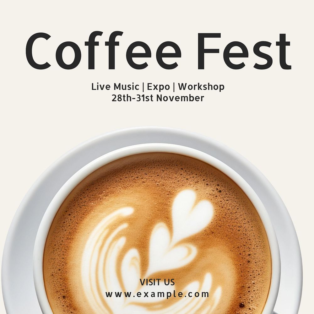 Coffee fest Instagram post template, editable text