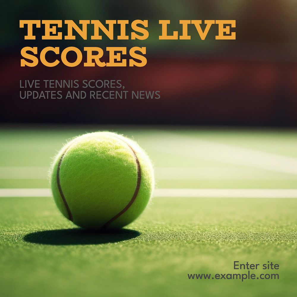 Tennis live scores Instagram post template, editable text