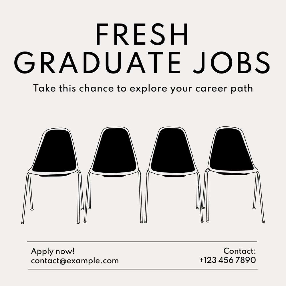 Fresh graduate jobs Instagram post template, editable text