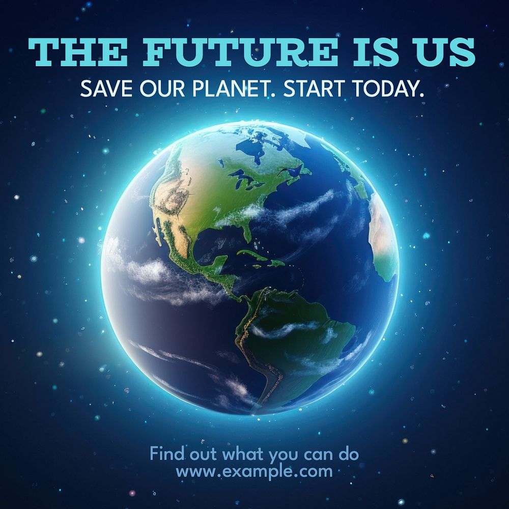 Save earth Instagram post template, editable text