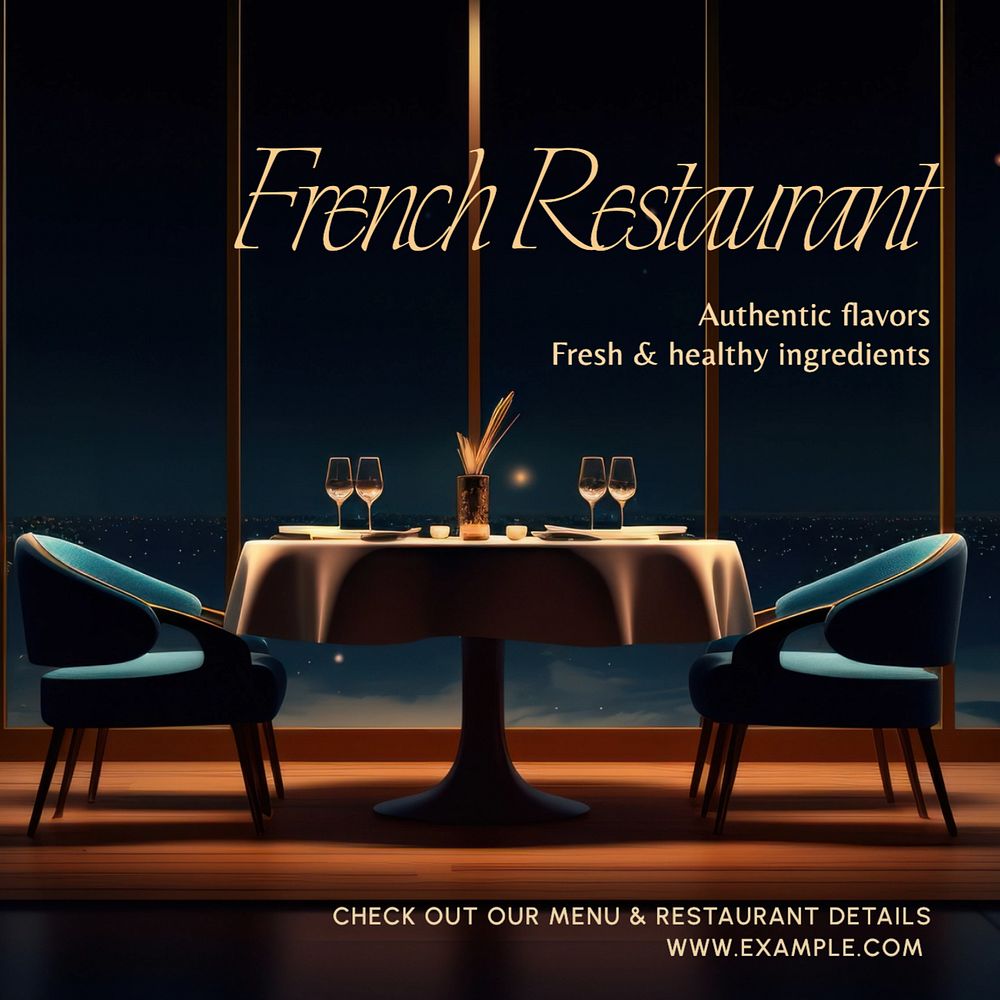 Restaurant Instagram post template, editable text