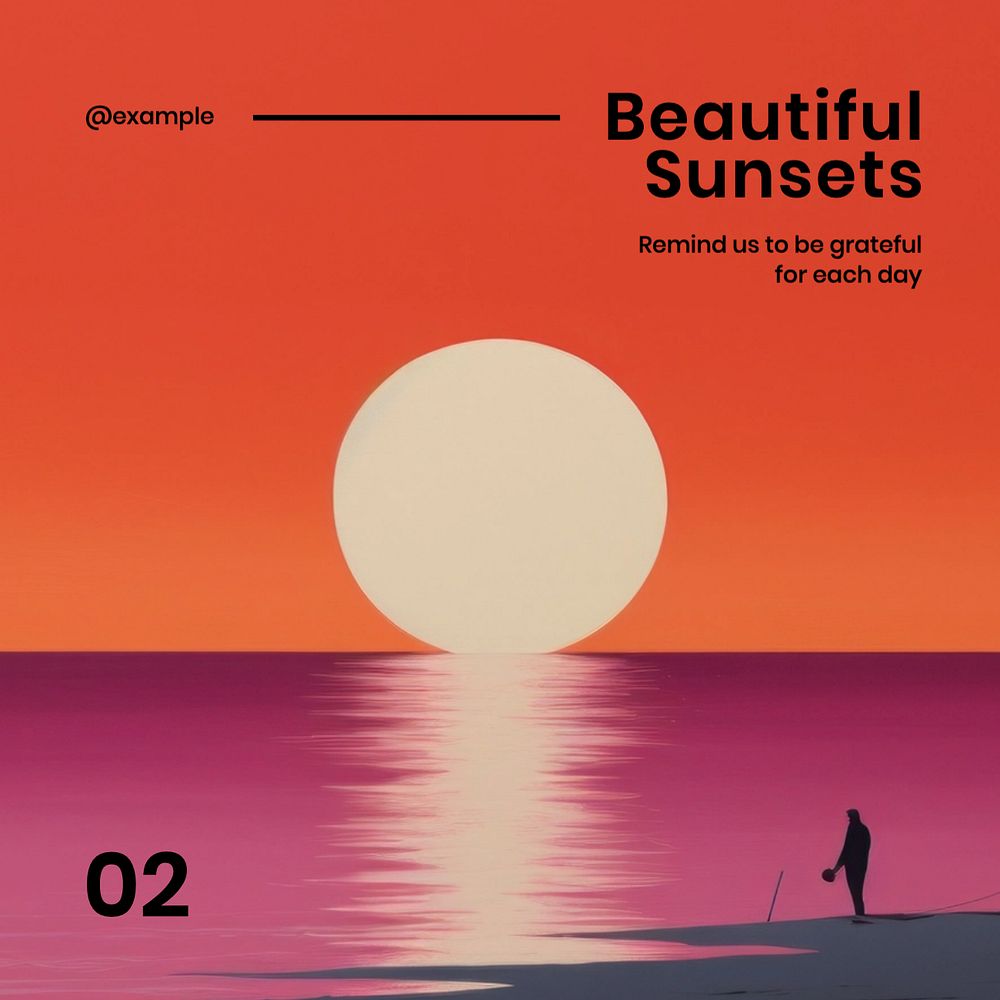 Beautiful sunsets Instagram post template, editable text