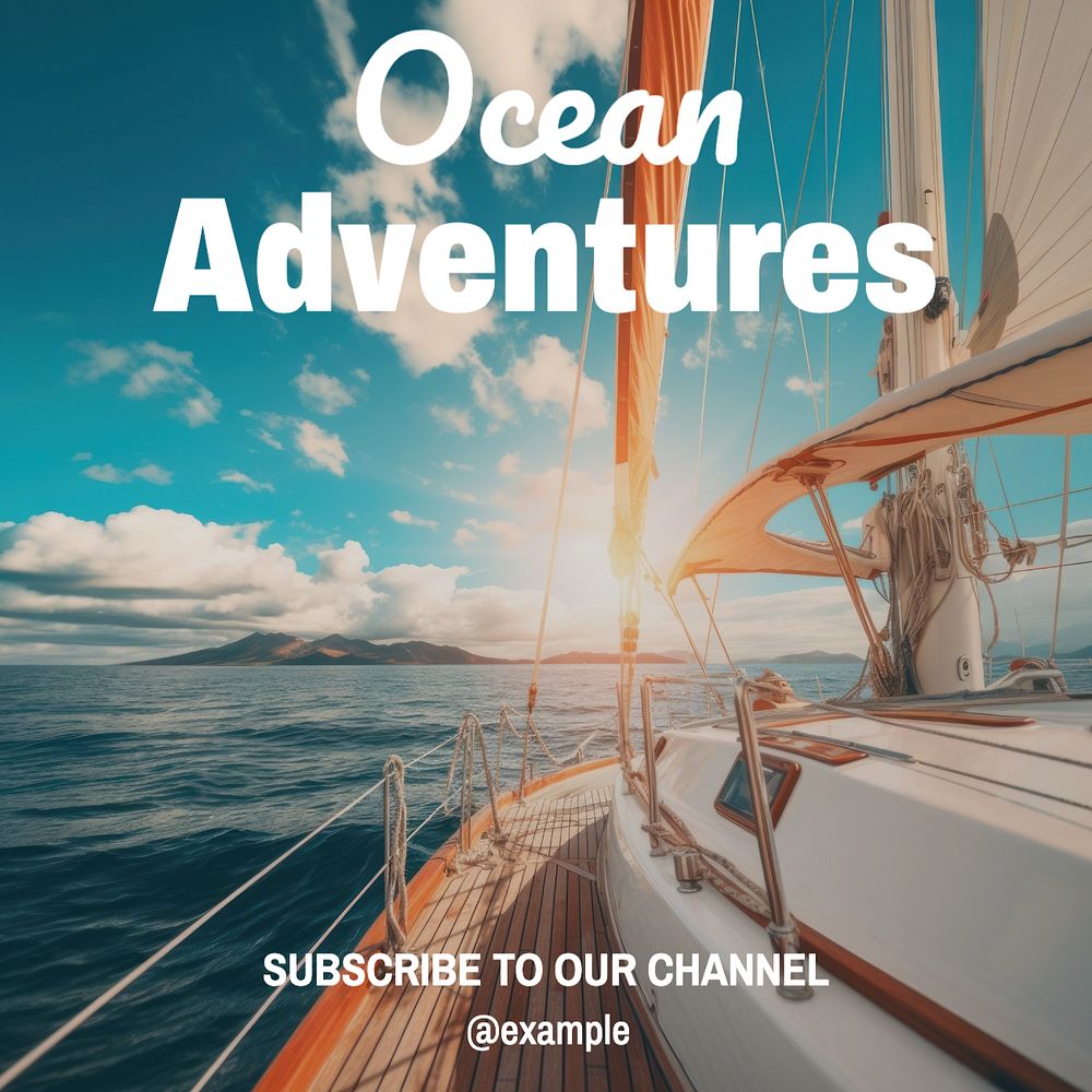 Ocean adventures Instagram post template, editable text