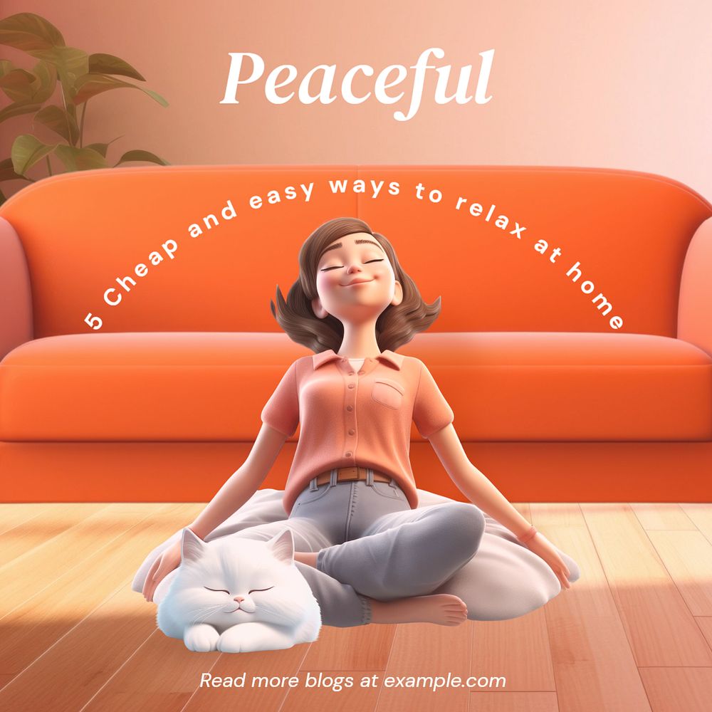 Peaceful home Instagram post template, editable text