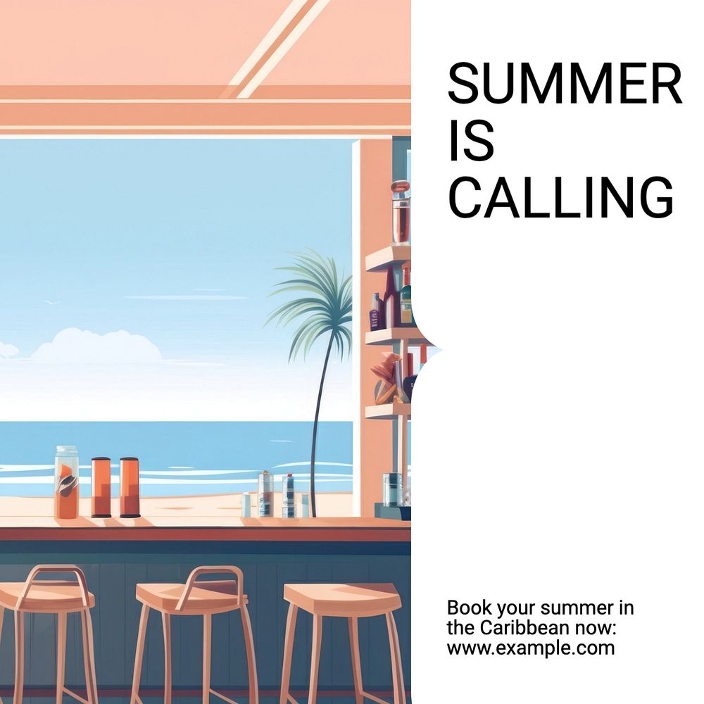 Summer is calling Instagram post template, editable text